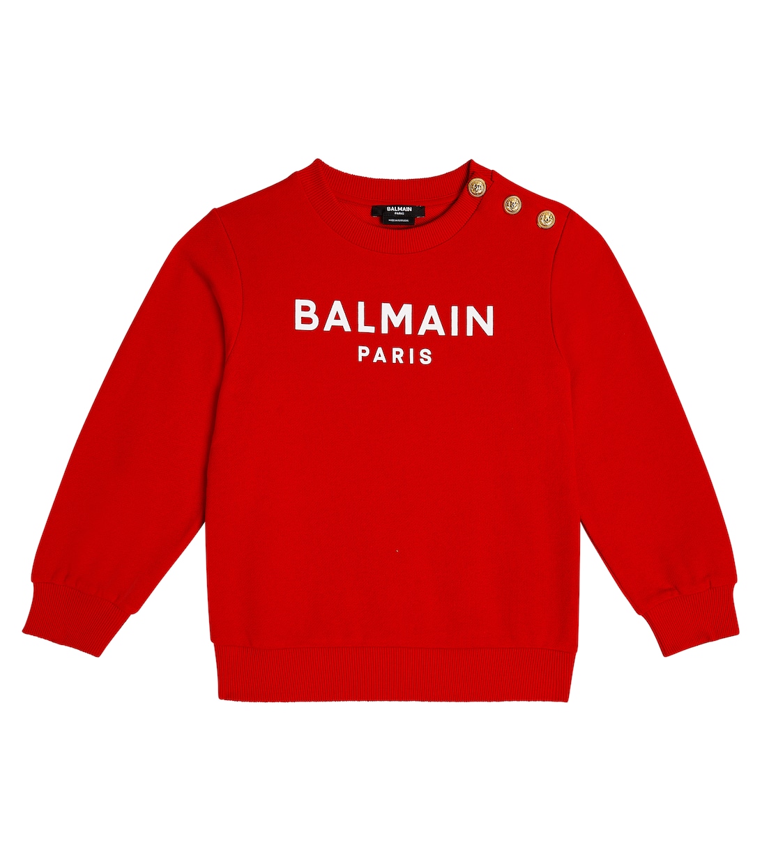Толстовка из хлопка с логотипом Balmain, красный толстовка из хлопка с логотипом balmain синий