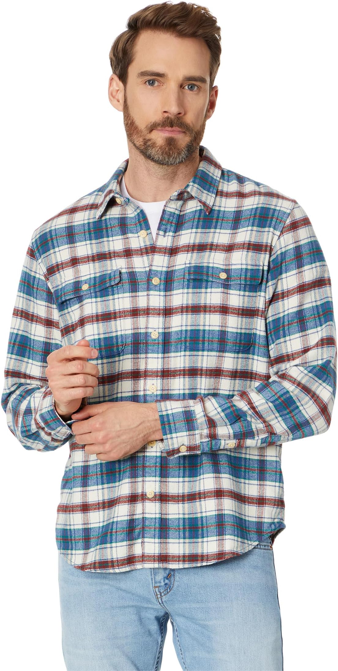 Рубашка Plaid Workwear Cloud Soft Long Sleeve Flannel Top Lucky Brand, цвет Blue Plaid