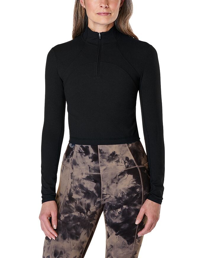 

Мягкий топ с молнией до половины длины Sweaty Betty, черный