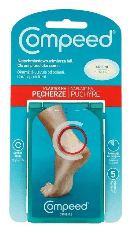 Защитные пластыри от волдырей Compeed Pęcherze średnie, 5 шт спортивный пластырь для волдырей под ногами compeed