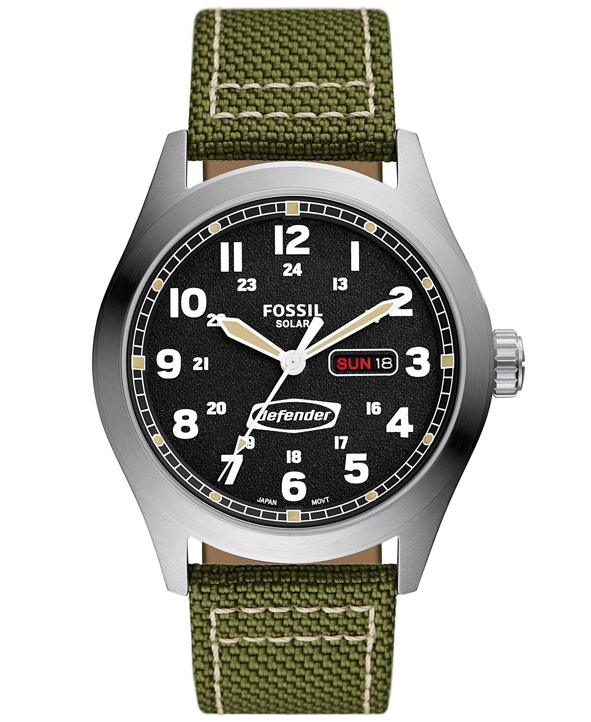 

Мужские часы Defender Solar Green с нейлоновым ремешком, 46 мм Fossil
