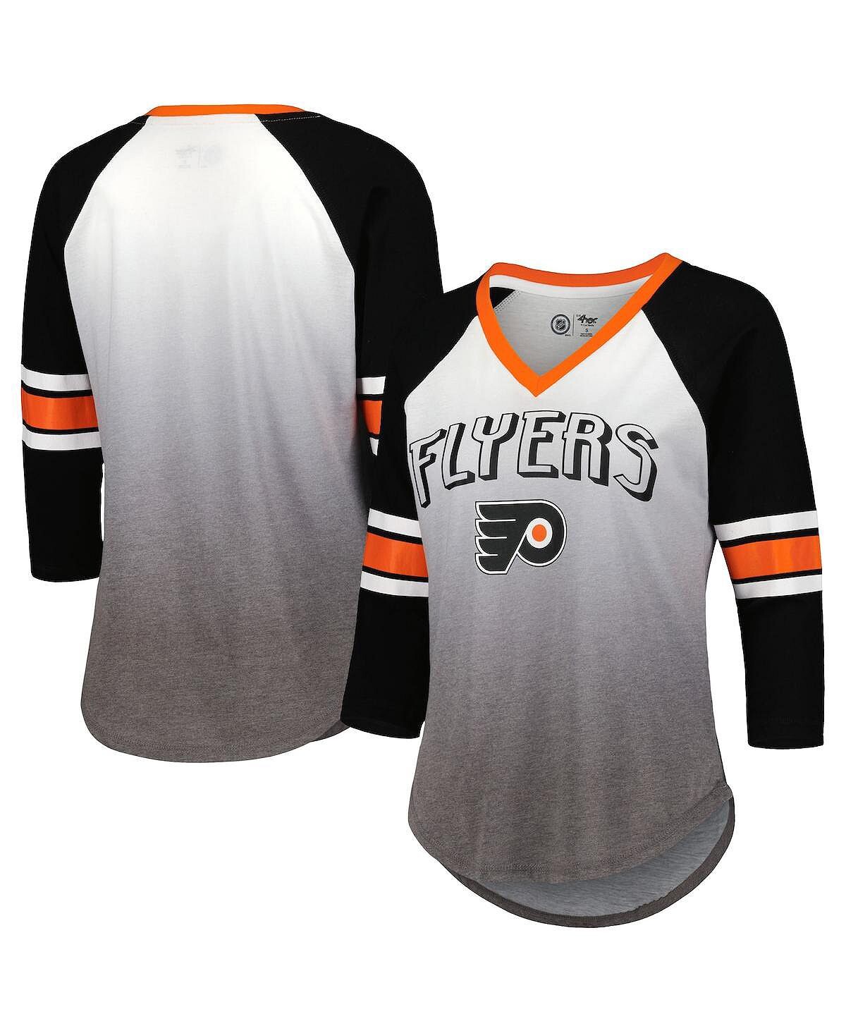 

Женская черная футболка Philadelphia Flyers Lead Off Tri-Blend реглан с рукавами 3/4 и v-образным вырезом G-III 4Her by Carl Banks, черный