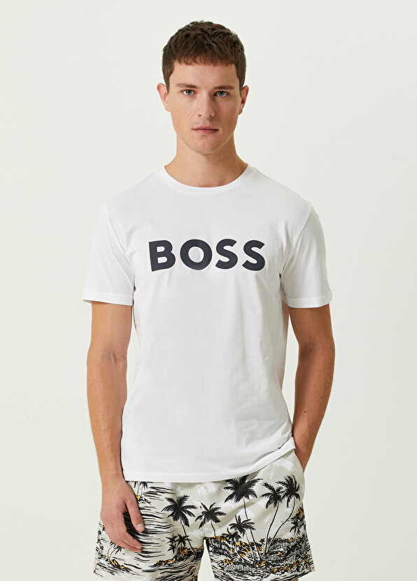 

Белая футболка стандартного кроя с логотипом Boss, Белый