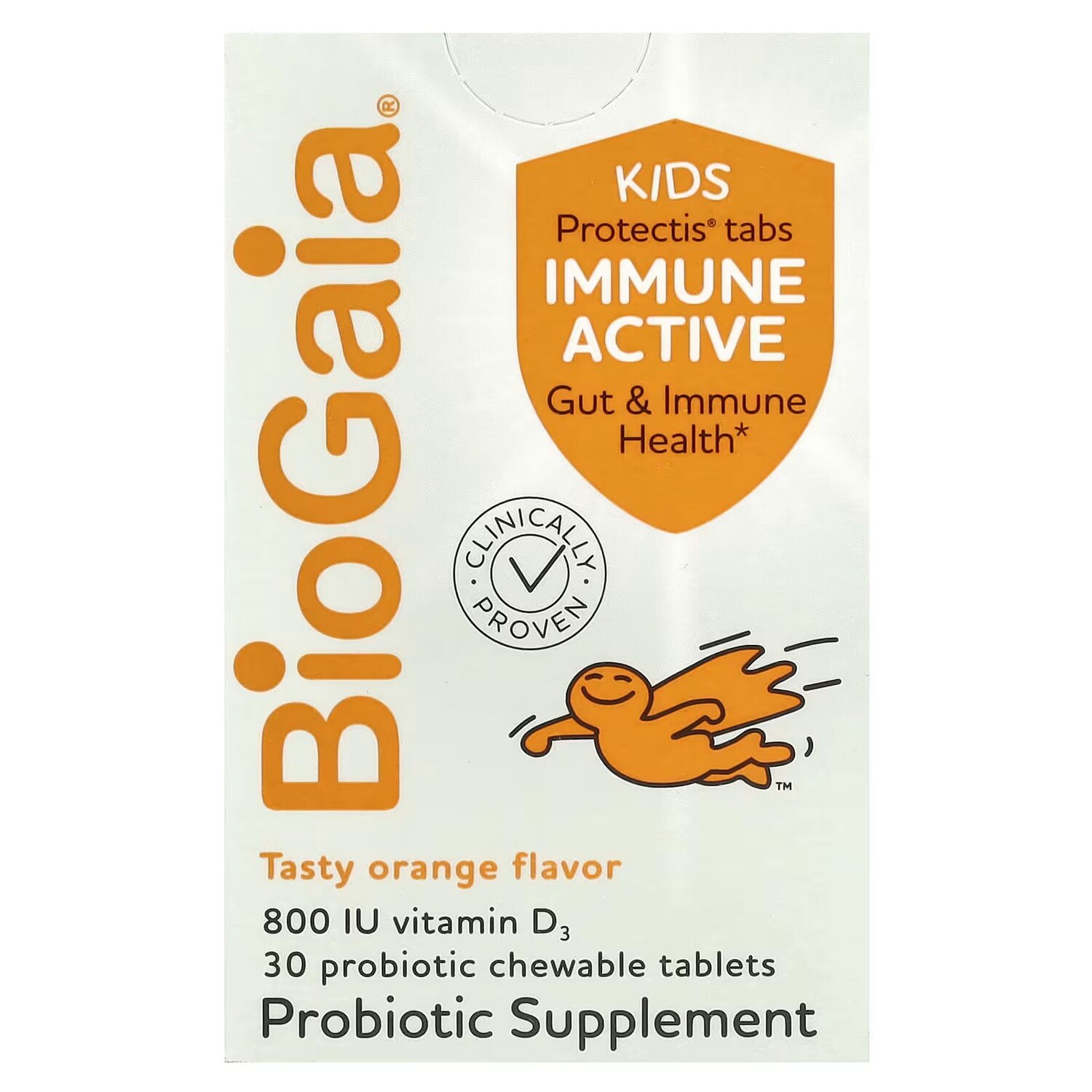 

Protectis Kids, Immune Active, вкусный апельсин, 30 жевательных таблеток с пробиотиками Biogaia