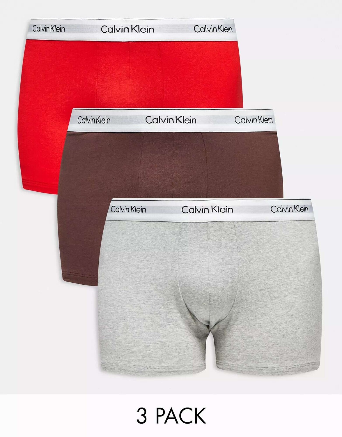 

Три пары плавок Calvin Klein Plus серого, коричневого и красного цветов