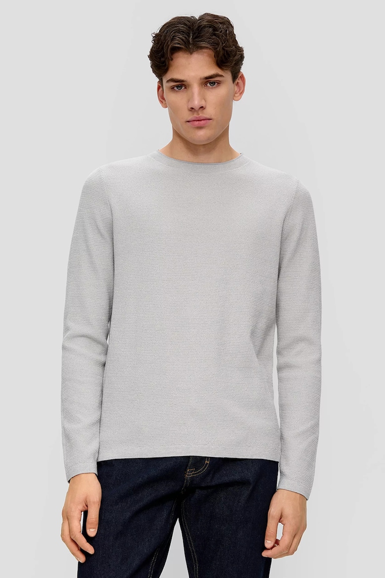 Хлопковый свитер с овальным вырезом Q/S By S Oliver, серый рубашка с низким овальным воротником q s by s oliver белый