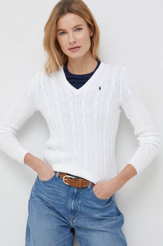 цена Хлопковый свитер Polo Ralph Lauren, белый