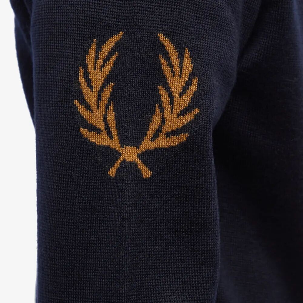 

Fred Perry Вязаная пряжа с круглым вырезом, лавровый венок интарсия, синий