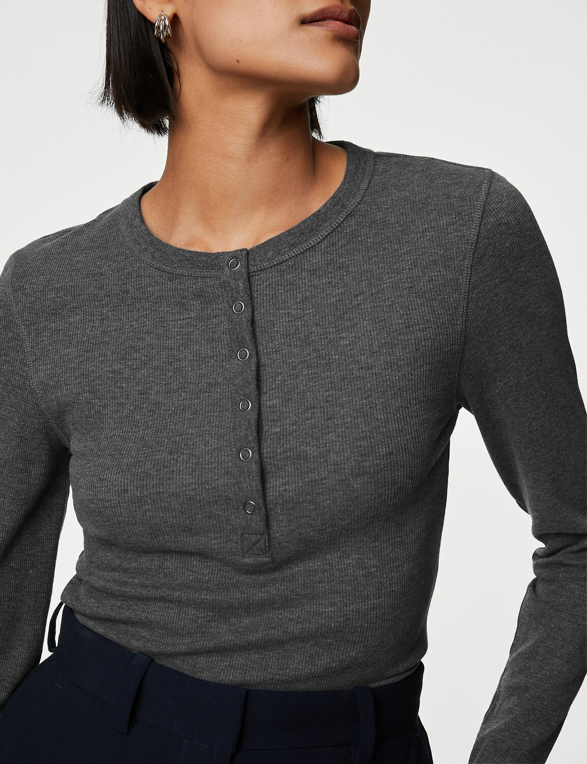 

Хлопковый топ на пуговицах в рубчик Marks & Spencer