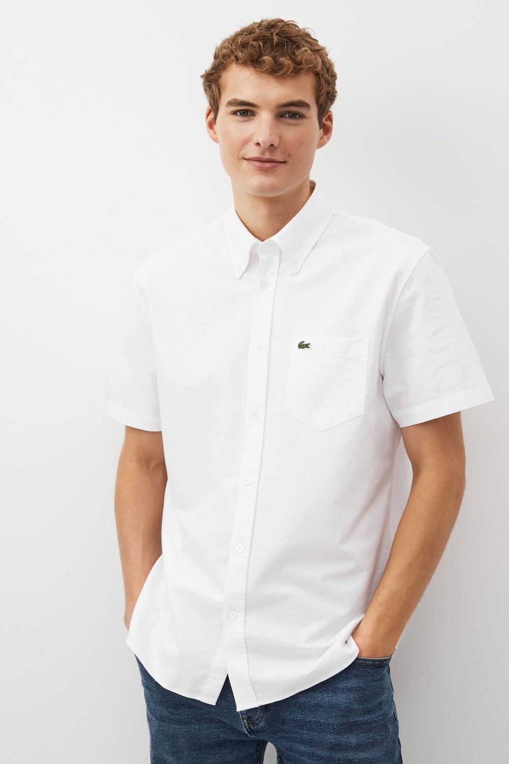 

Оксфордская рубашка с короткими рукавами Lacoste, белый