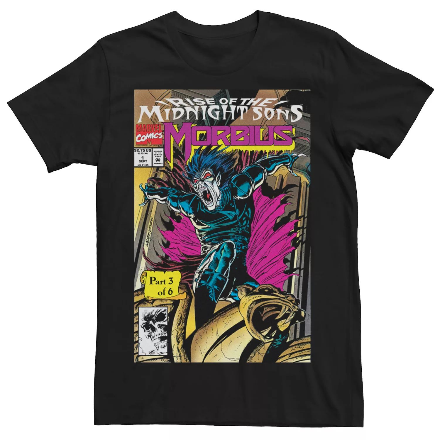 

Мужская футболка с обложкой комиксов Marvel Rise Of The Midnight Sons Morbius Licensed Character