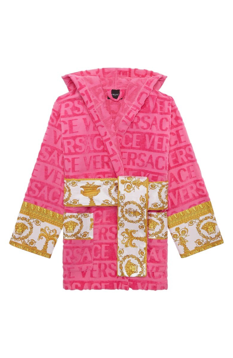 

Короткий халат с капюшоном Barocco VERSACE, розовый