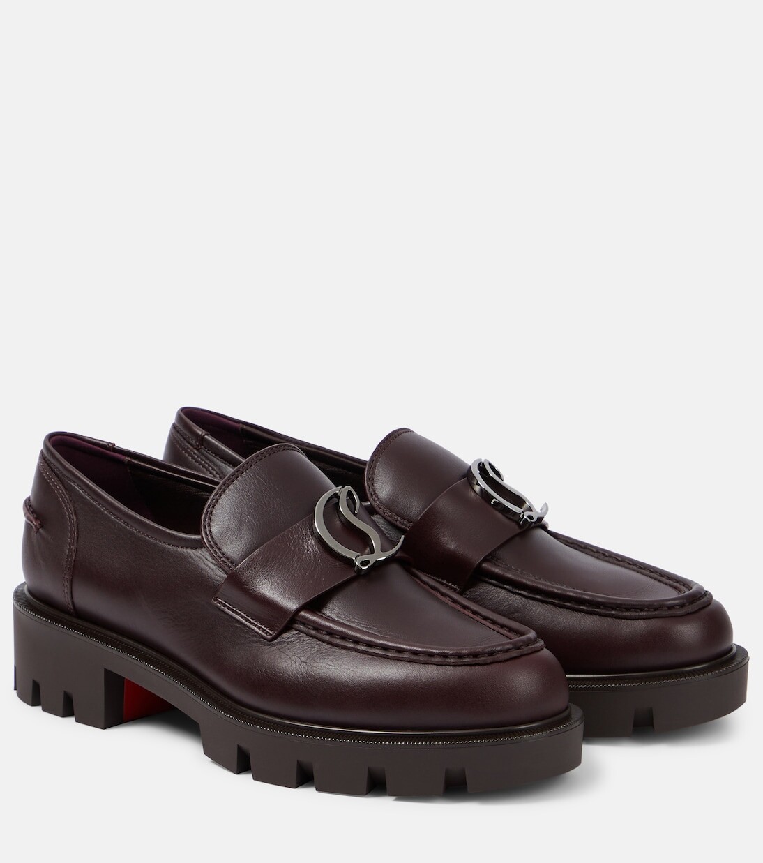 

Кожаные лоферы cl moc lug Christian Louboutin, бургундия