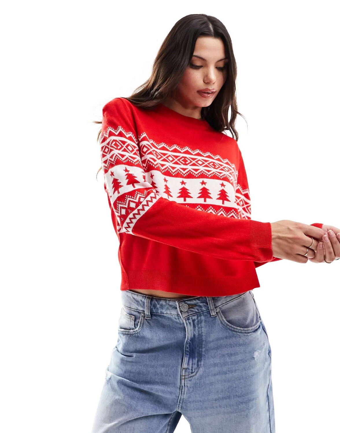 

Рождественский джемпер ASOS с узором "Фейрайл" красного цвета, Красный