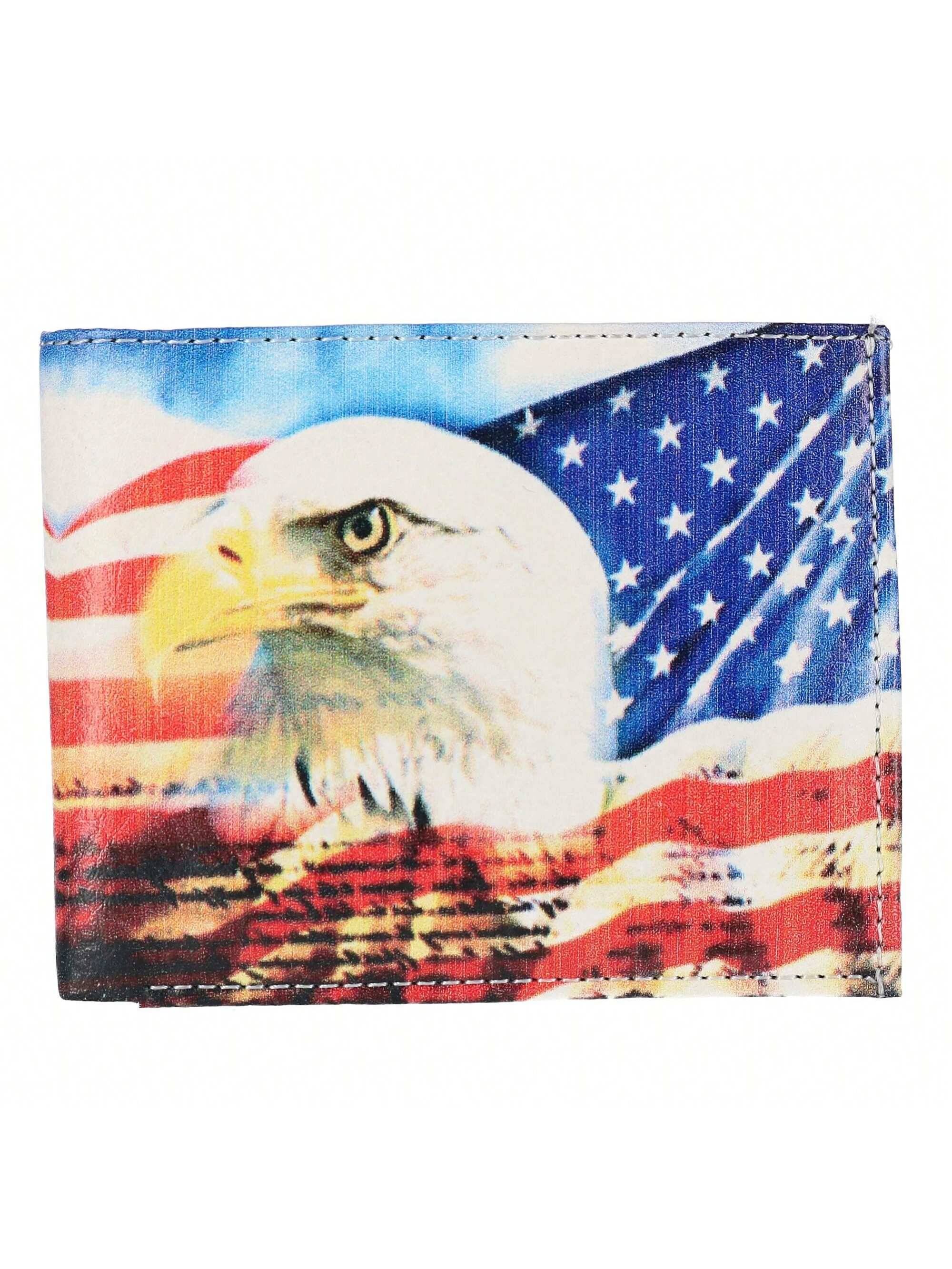 CTM Мужской кошелек из искусственной кожи Eagle с принтом американского флага, орел