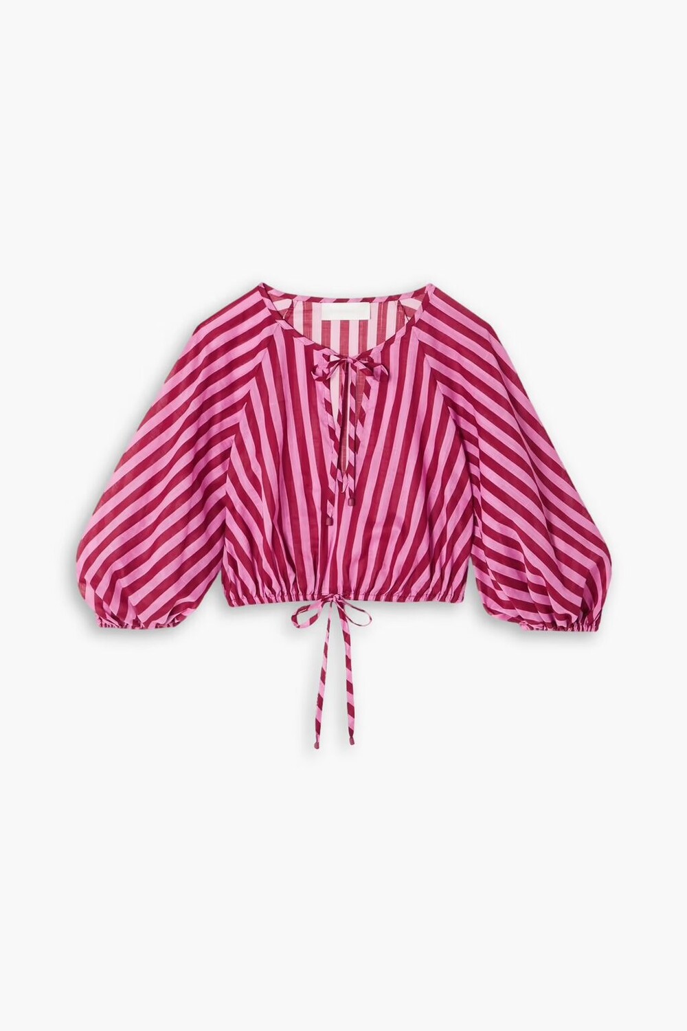 

Укороченный топ из хлопковой вуали в полоску Zimmermann, розовый