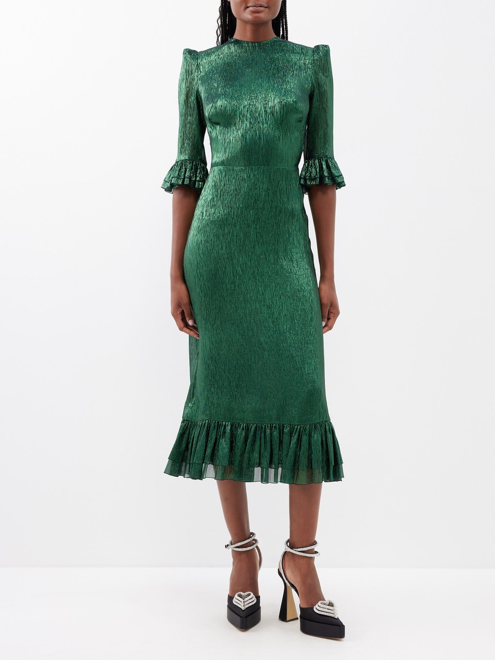 Платье falconetti из смесового шелка с металлизированными оборками. The Vampire'S Wife, зеленый