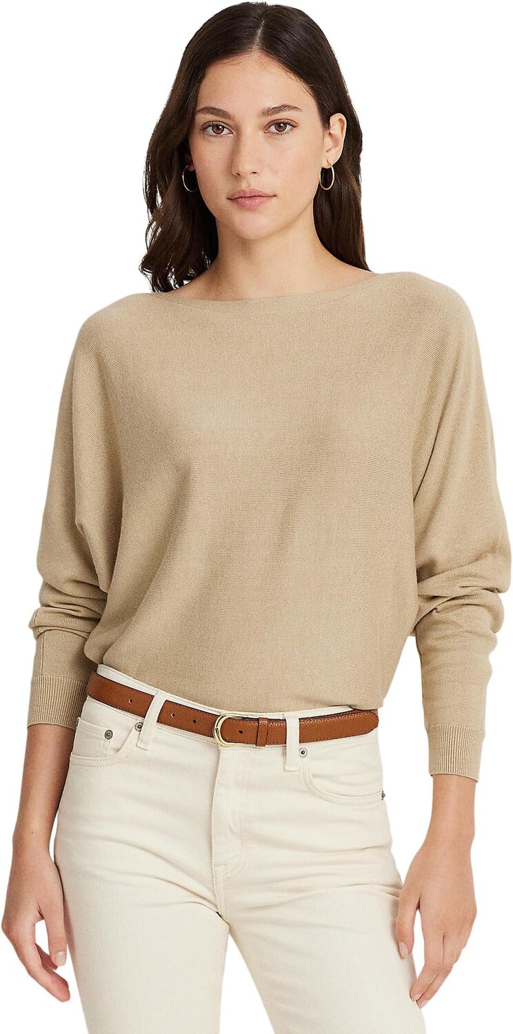 

Свитер LAUREN Ralph Lauren Cotton-Blend Dolman-Sleeve Sweater, цвет Birch Tan