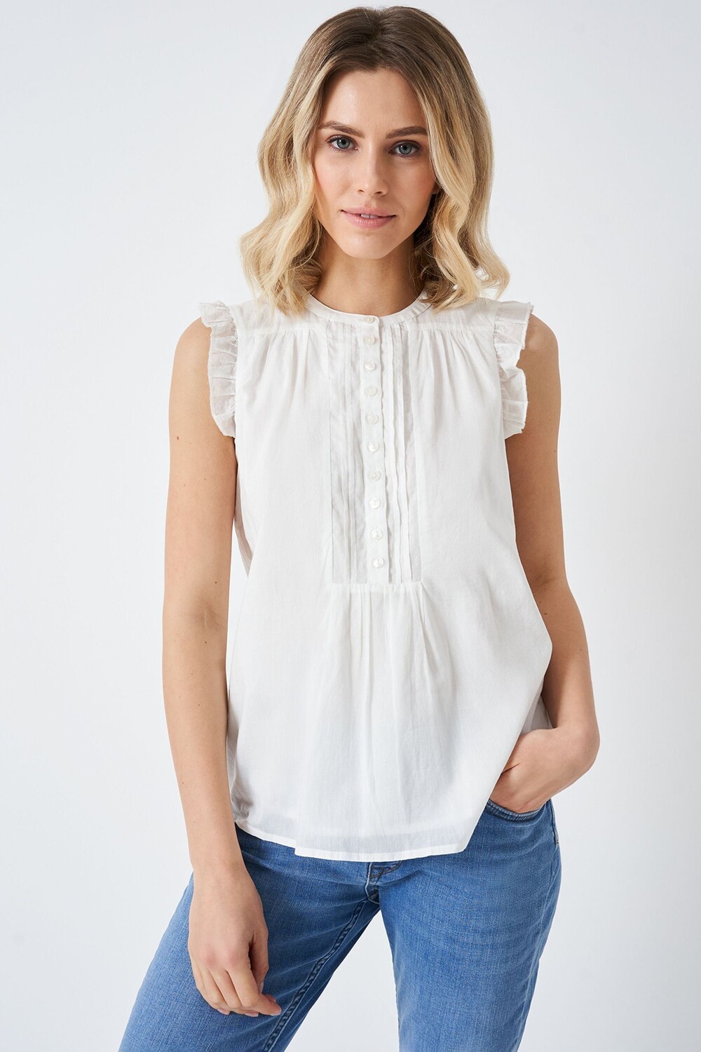 

Белая хлопковая блузка Crew Clothing Company, белый