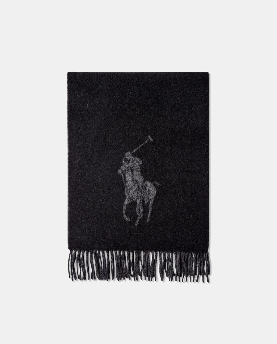

Женский шерстяной шарф с бахромой Polo Ralph Lauren, черный
