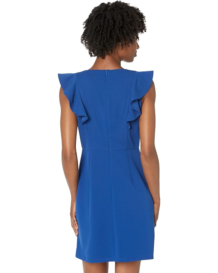 Платье Donna Morgan Petite V-Neck Ruffle Mini Dress, цвет Sodalite Blue