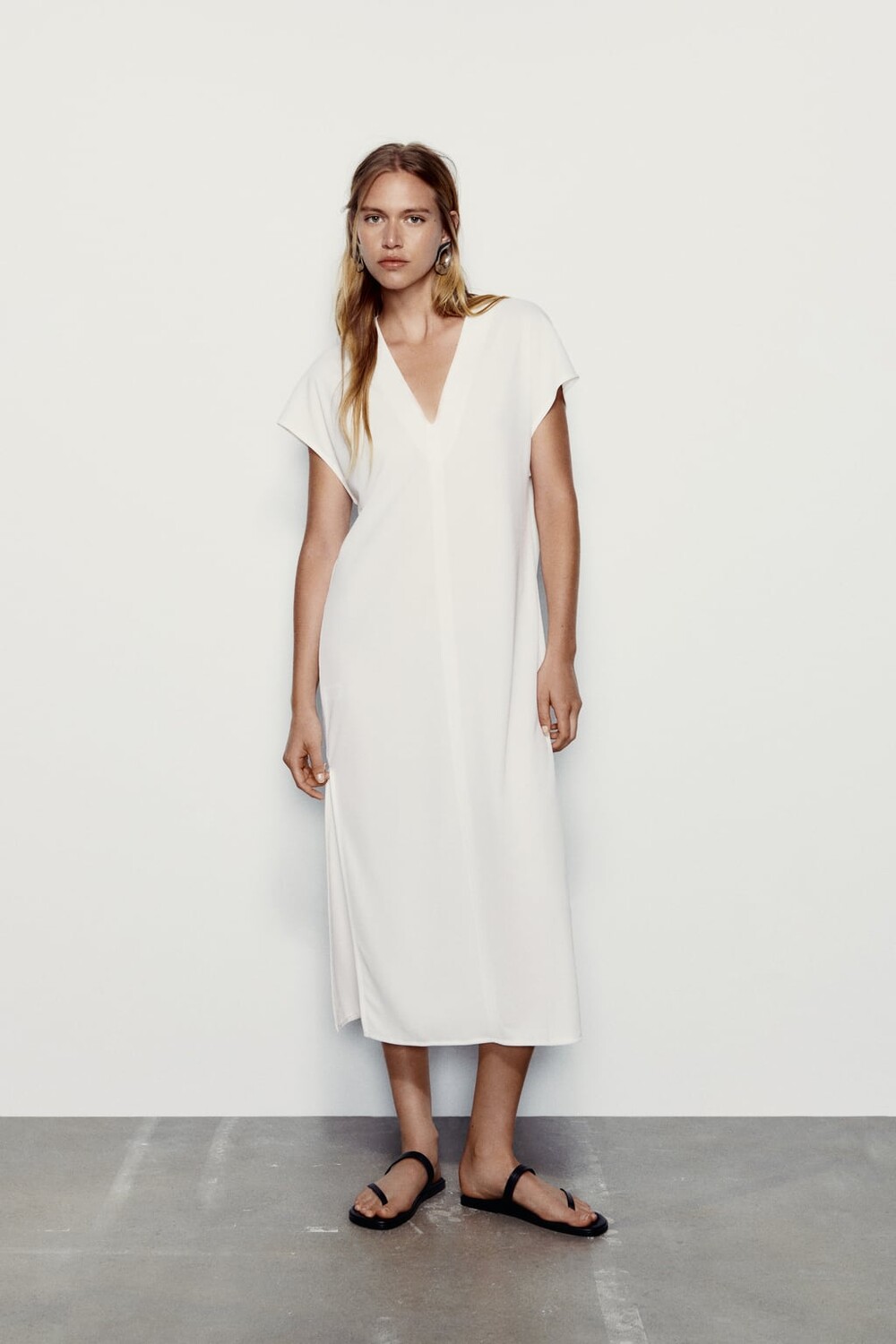 

Платье-туника с вырезами ZARA, белый
