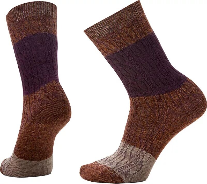 

Женские повседневные носки Smartwool с цветными блоками и косами, бордовый