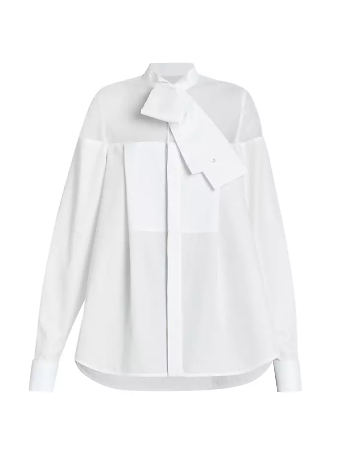 

Рубашка из поплина смешанной техники Sacai, цвет off white