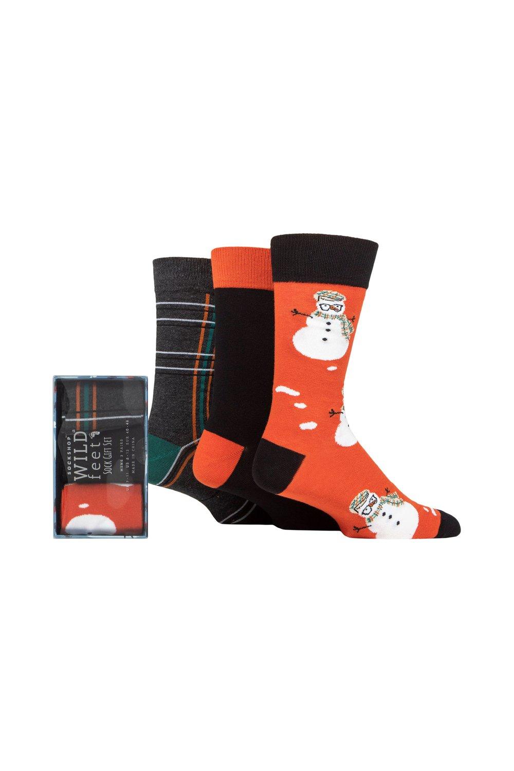 3 пары носков в подарочной упаковке winter wonderland christmas cube sockshop wild feet мультиколор 3 пары рождественских подарочных носков Winter Wonderland в упаковке SOCKSHOP Wild Feet, белый