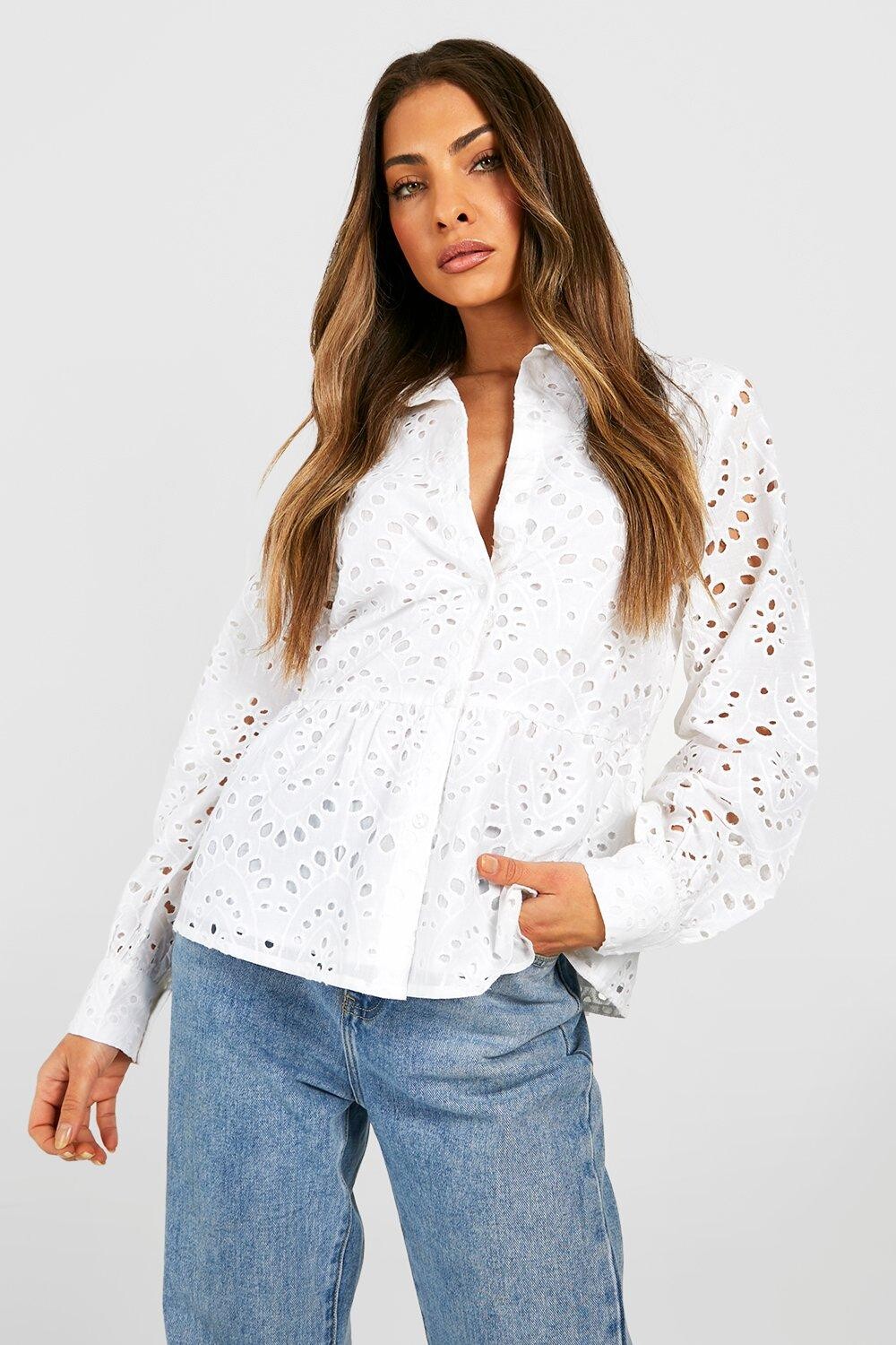 

Рубашка с люснями Boohoo, белый