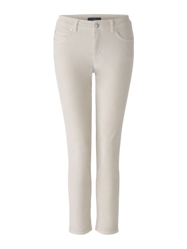 

Тканевые брюки Oui Jeggings BAXTOR Cord Slim Fit cropped, цвет light stone