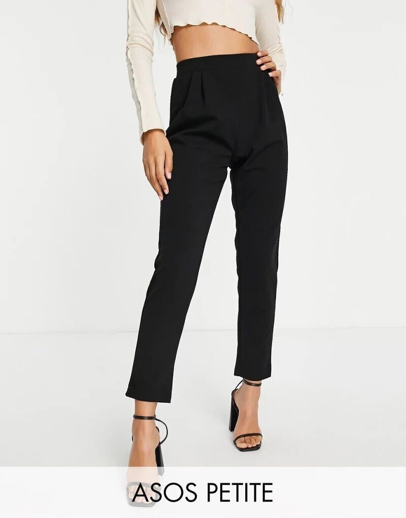 

Черные расклешенные брюки из джерси ASOS Petite
