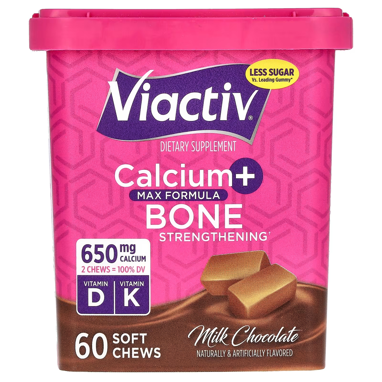 Молочный шоколад Viactiv Calcium + Bone Strengthening Max Formula, 60 мягких жевательных конфет swanson кальций с витаминами d и k 100 капсул