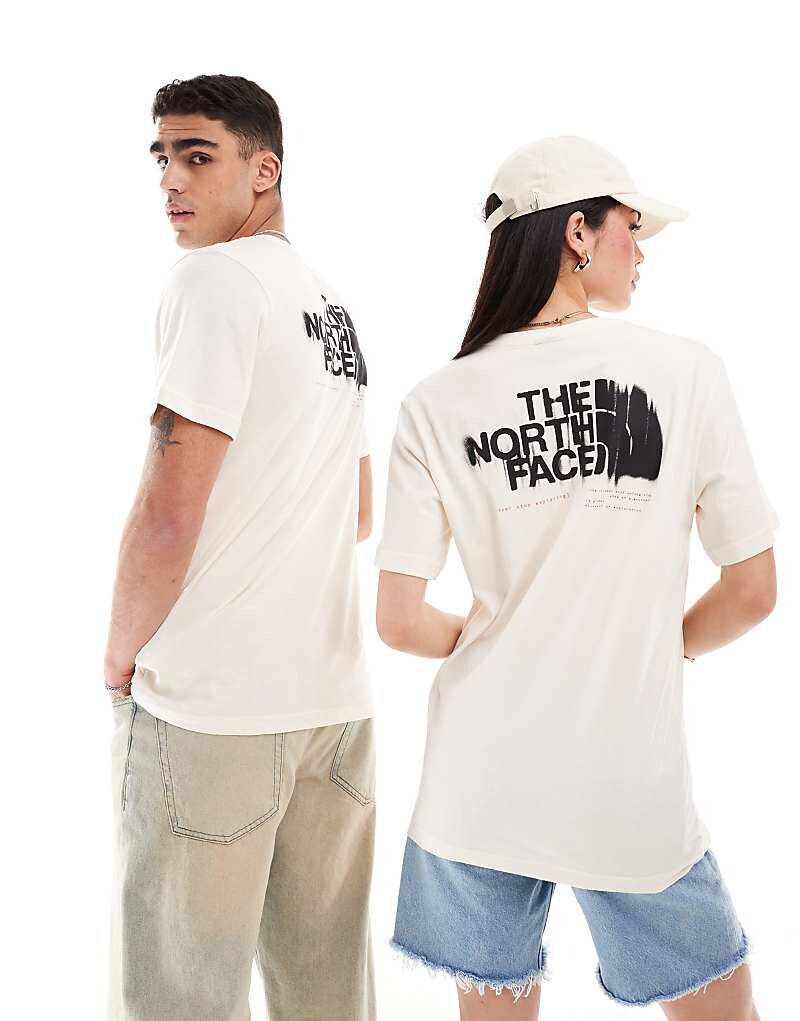

The North Face = футболка из шерсти белого цвета с графическим принтом на спине