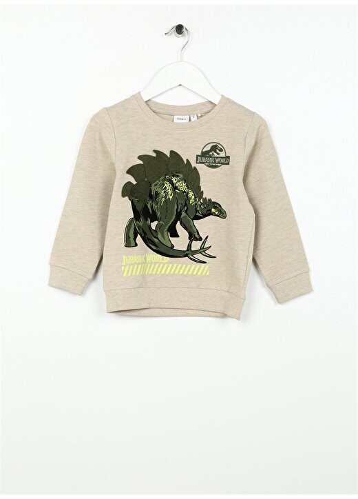 

Серый меланжевый свитшот для мальчика NMMJOVAN JURASSIC SWEAT UNB VDE Name İt, серый меланж