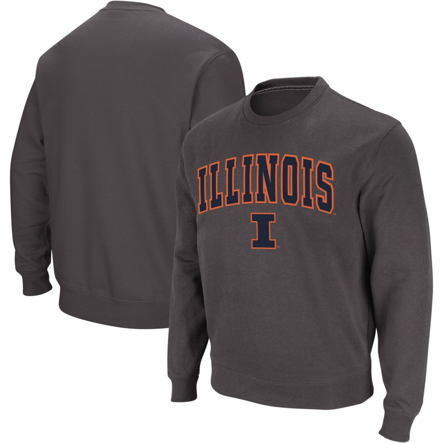 

Мужской темно-серый свитшот с круглым вырезом Illinois Fighting Illini Arch & Logo Colosseum