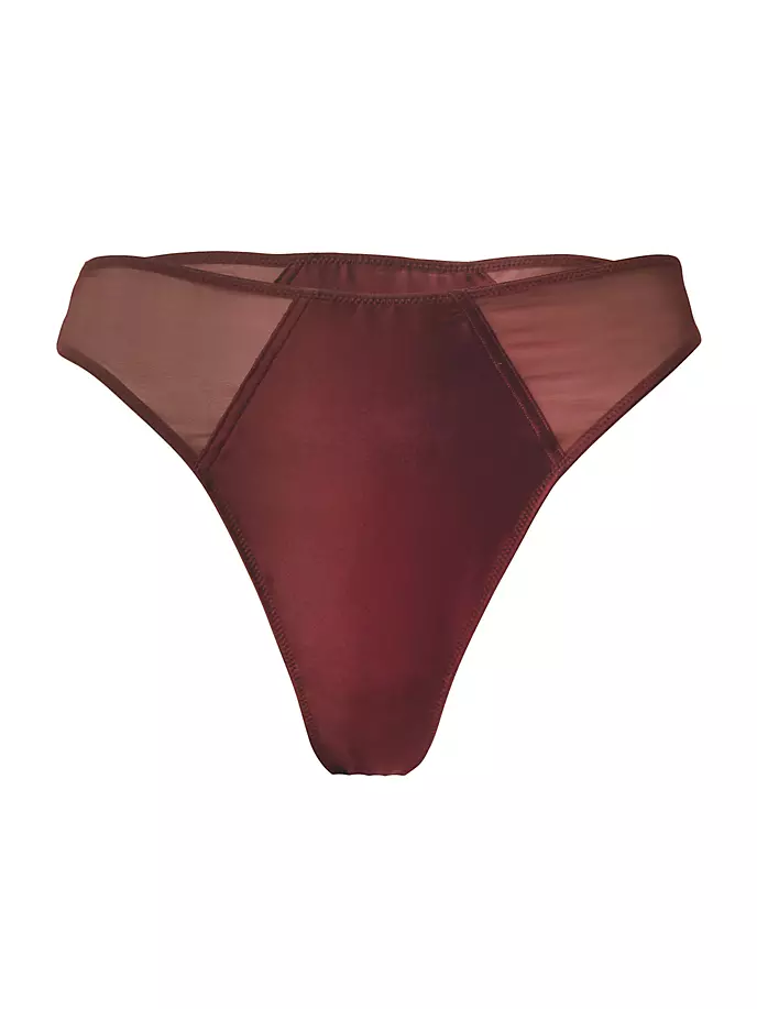 

Стринги из эластичной шелковой сетки Wolford, цвет bordeaux