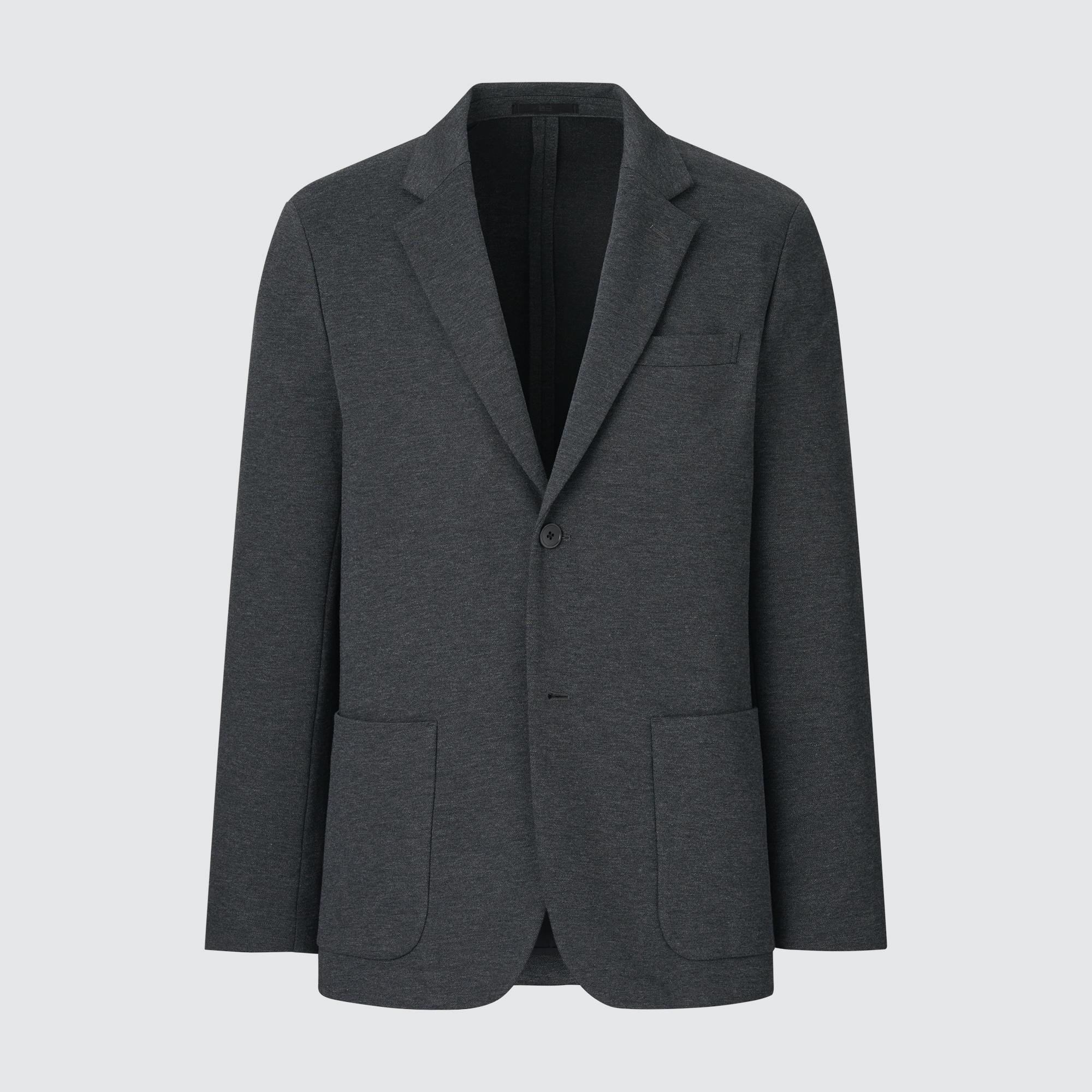 Куртка UNIQLO Comfort 2B из хлопка, темно-серый куртка uniqlo comfort 2b с нагрудным карманом темно синий