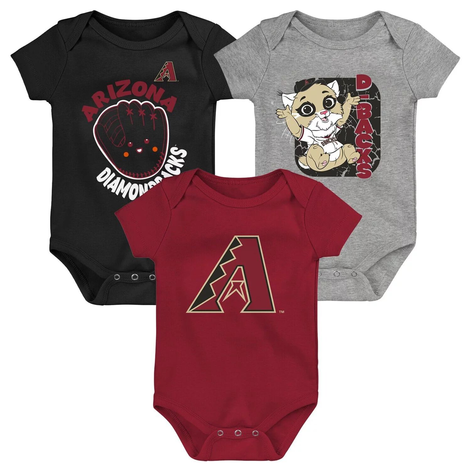 

Набор из 3 сменных боди Infant Red/Black/Heathed Grey Arizona Diamondbacks из 3 штук Outerstuff