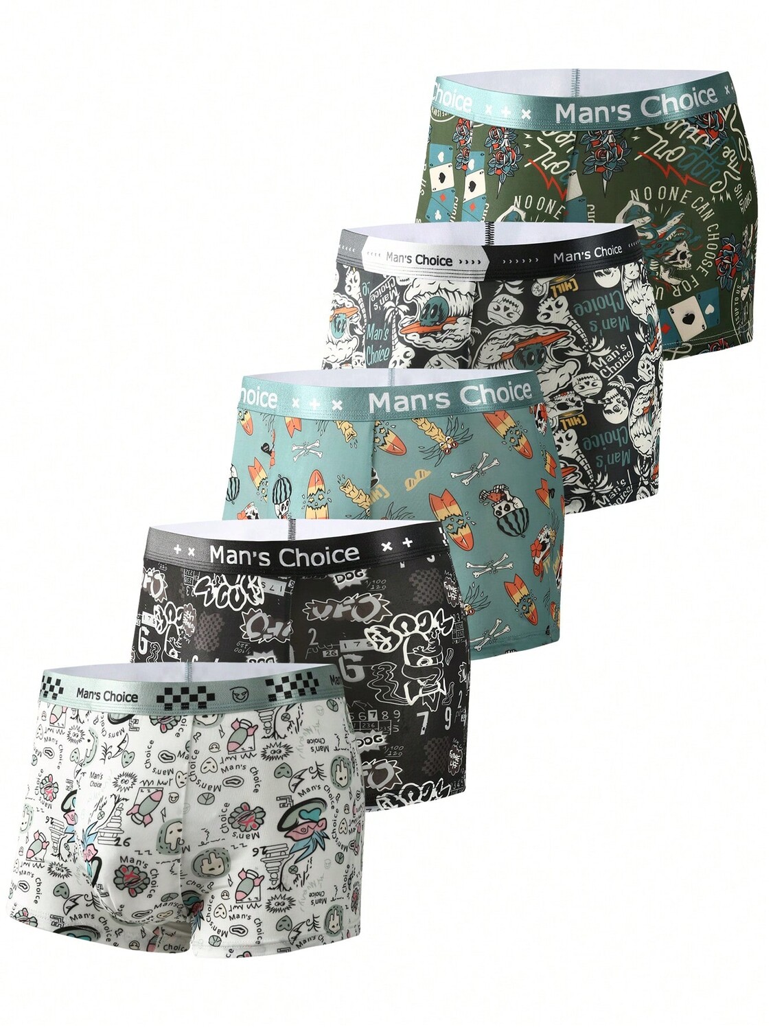 

Мужские трусы-боксеры Happy Jammies, 5 шт Manfinity, мультиколор
