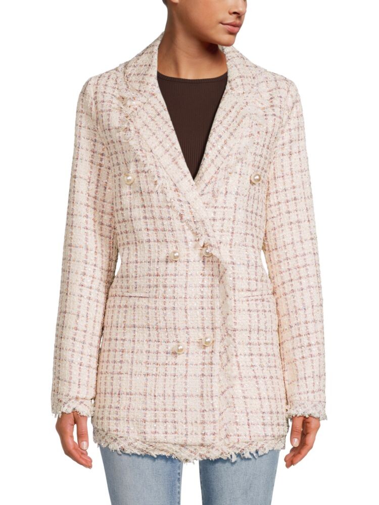 

Твидовый удлиненный пиджак Wdny, цвет Ivory Multicolor