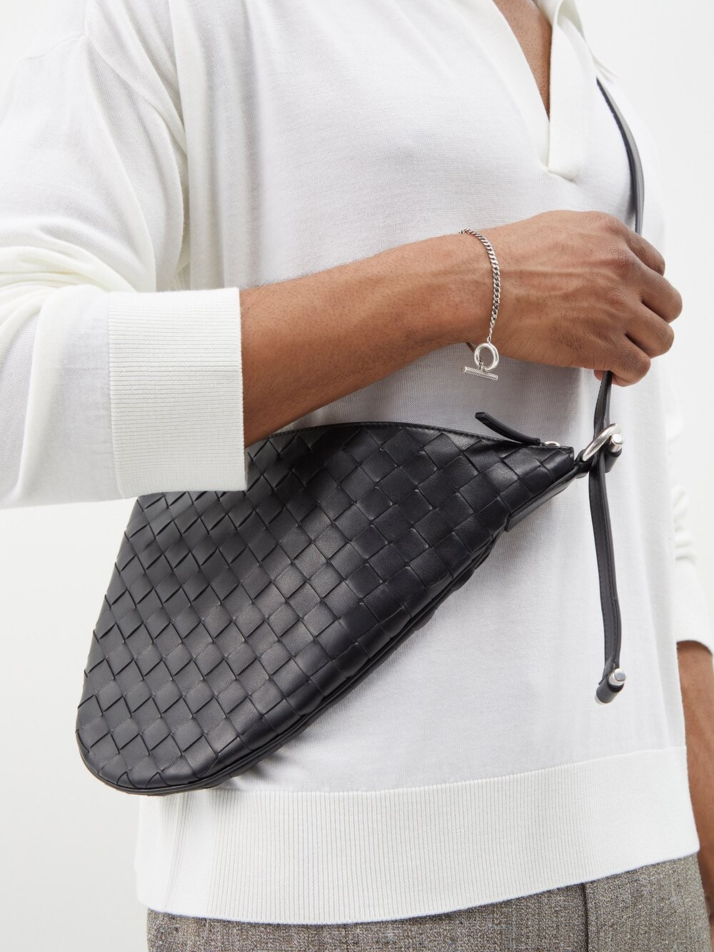 

Кожаная сумка через плечо virgule intrecciato Bottega Veneta, черный