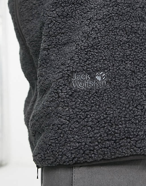 

Черная длинная куртка борга на молнии с пышной молнией Jack Wolfskin High Cloud