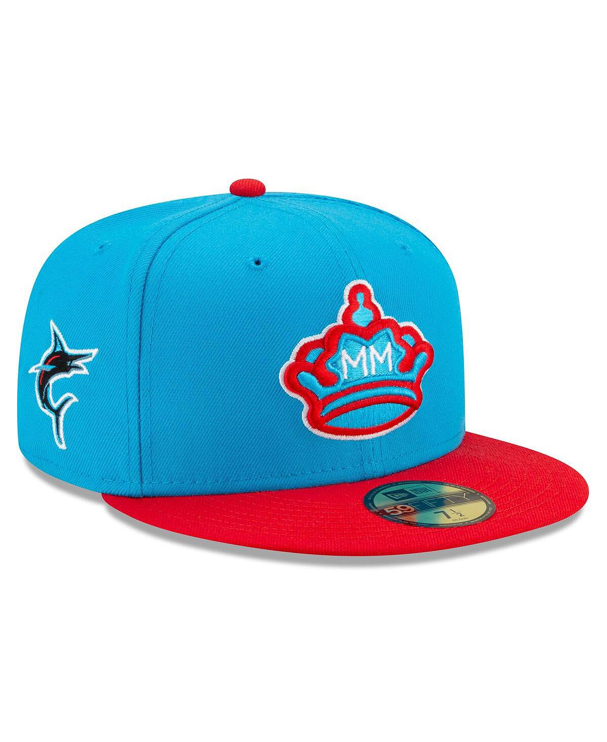 slade old new borrowed and blue red blue vinyl Мужская синяя, красная приталенная шляпа Miami Marlins City Connect 59FIFTY New Era
