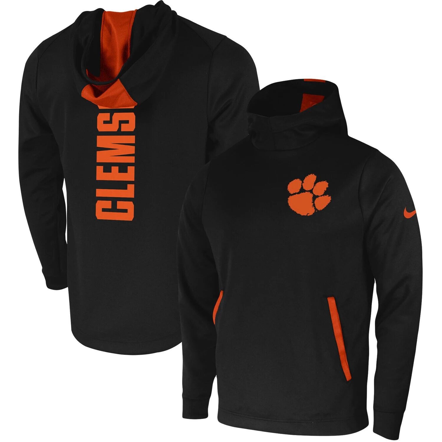 

Мужской черный пуловер с капюшоном Clemson Tigers 2-Hit Performance Nike