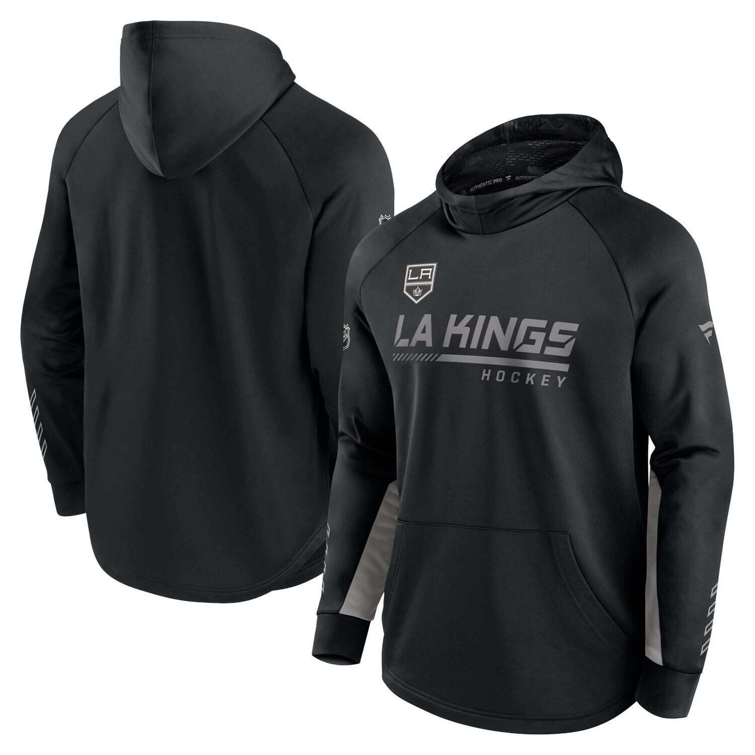 

Мужской черный пуловер с капюшоном Fanatics с логотипом Los Angeles Kings Authentic Pro для раздевалки и реглан