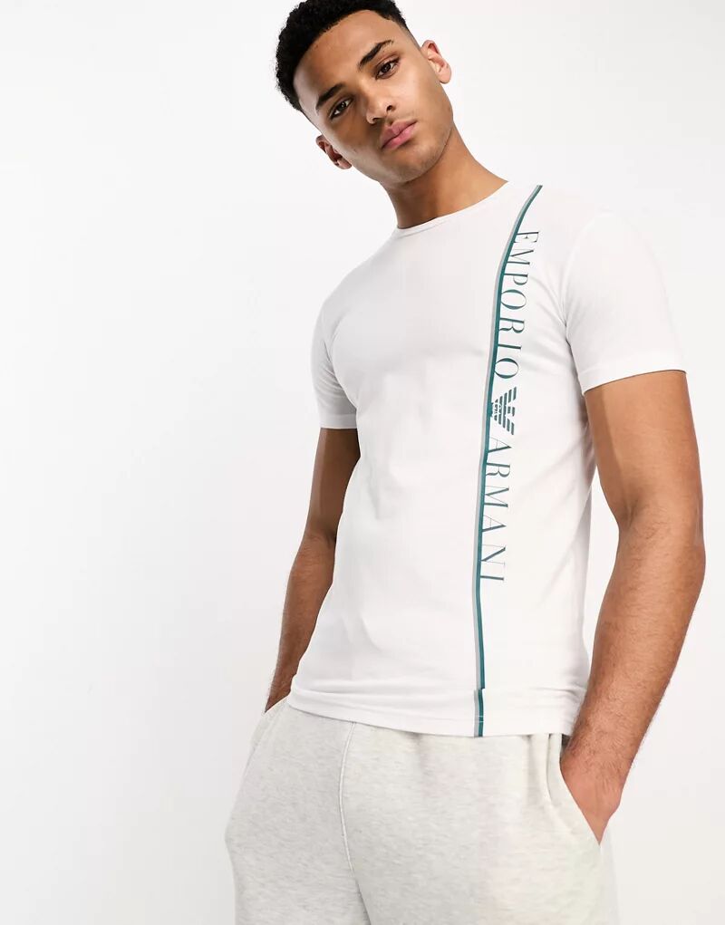 цена Белая футболка-боди Emporio Armani с большим логотипом сбоку