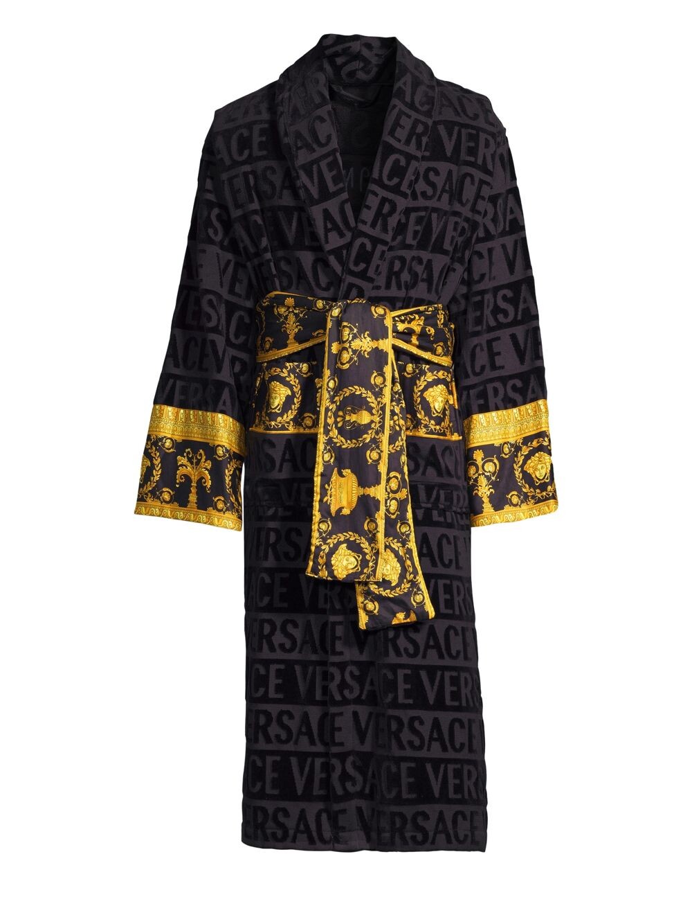 

Банный халат с логотипом в стиле барокко Versace, черный