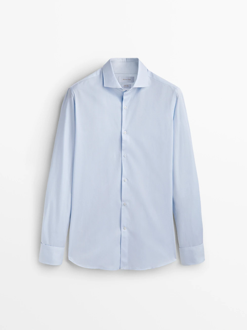 

Рубашка облегающего кроя с двумя манжетами саржи Massimo Dutti, синий