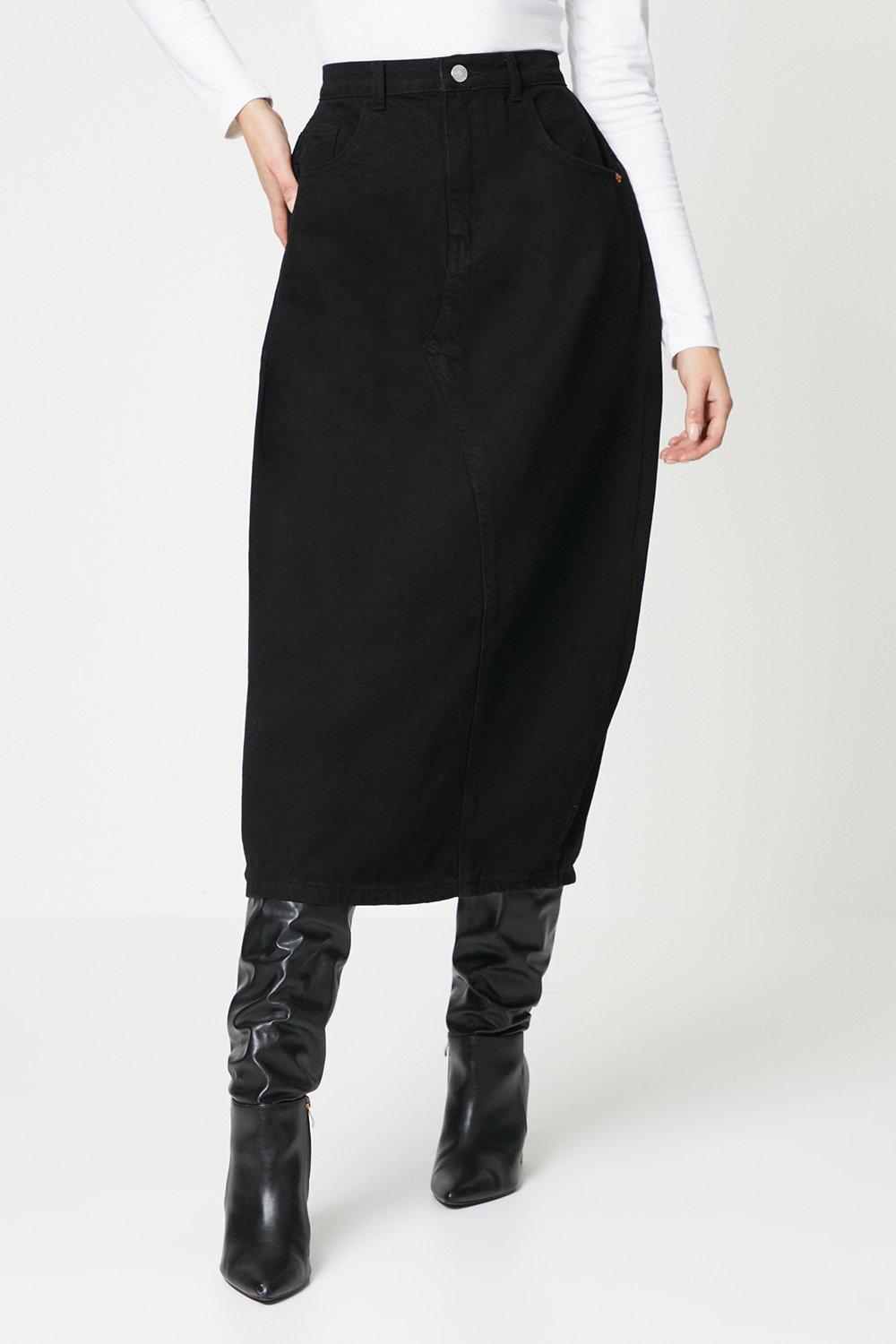 Длинная юбка со швом Dorothy Perkins, черный офисная юбка плотная элегантная юбка теплая универсальная модная трапециевидная макси зимняя длинная юбка с высокой талией